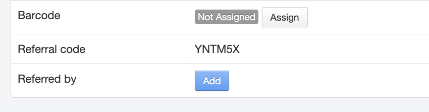 Customer profile referral code section visible