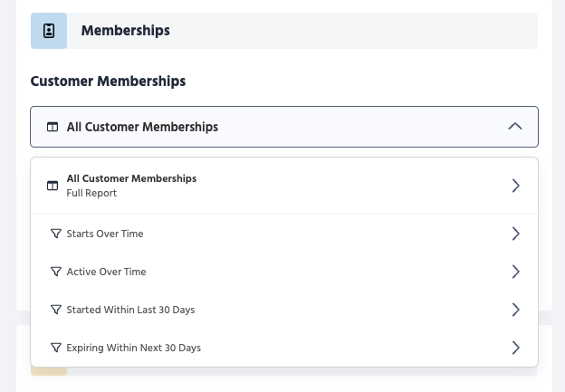 The Customer Memberships report.