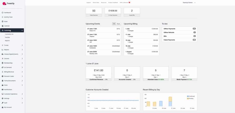 Navigation from customer list to a customer profile to see the referral code
